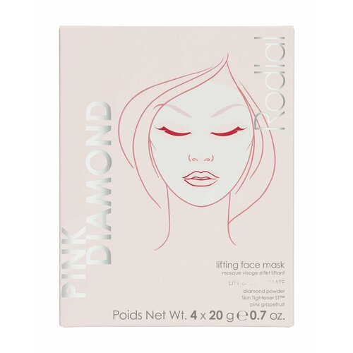 Набор из 4 тканевых лифтинг-масок для лица с алмазной пудрой / Rodial Pink Diamond Lifting Mask x 4