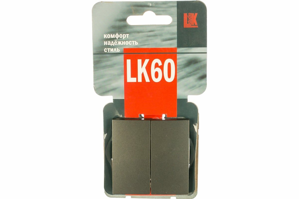 Выключатель LK60 двухклавишный черный бархат LK STUDIO - фото №3