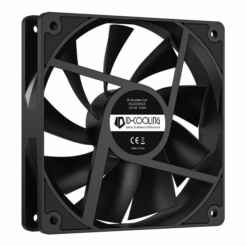 Вентилятор ID-Cooling 120x120x25мм черный, 700-1800об/мин, 76.16CFM, 15.2-35.2dBa, 4-pin PWM, BOX - фото №2