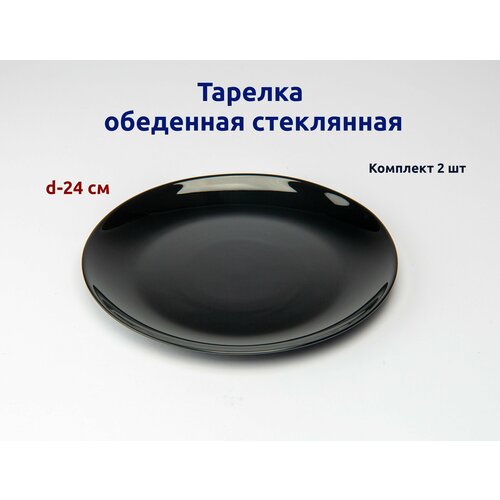 Тарелка обеденная 24 см Луна черная. Комплект тарелок -2шт.