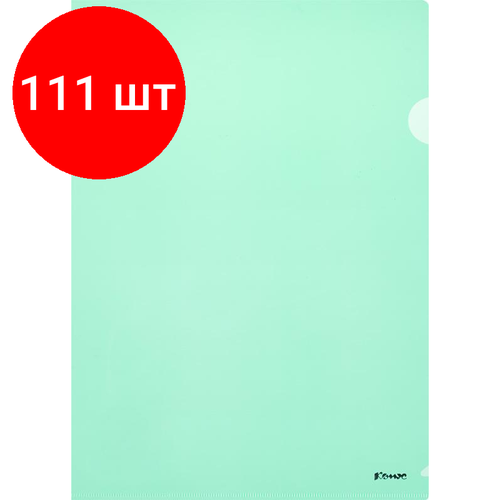 Комплект 111 штук, Папка уголок Комус А4 180мкм (зеленый) папка уголок inформат а4 180мкм пластик зеленый