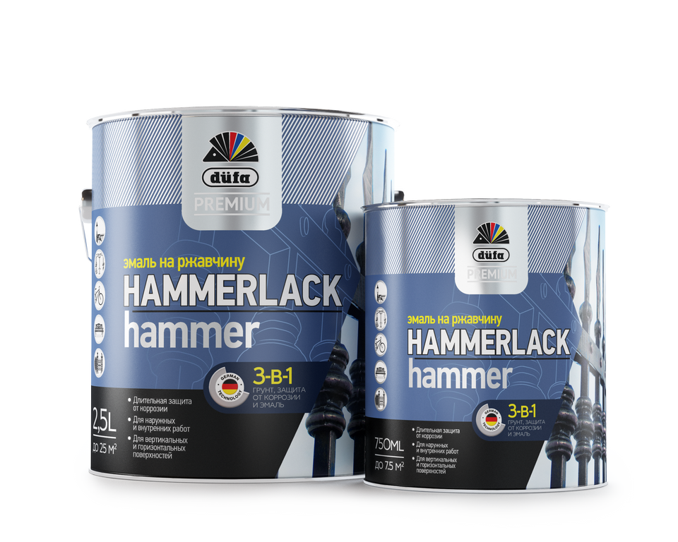 Dufa Premium HAMMERLACK / Дюфа премиум Хамерлак эмаль на ржавчину молотковая, тёмно-синяя 750мл