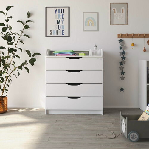 Изображение товара Комод пеленальный Pituso Wood, 80 х 94 см, 4 ящика, белый аляска