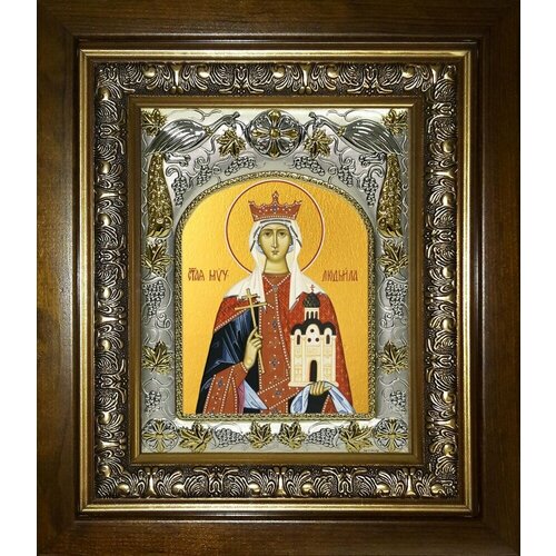 икона складень людмила чешская княгиня мученица и ангел хранитель футляр бархат Икона людмила Чешская, Княгиня, Мученица