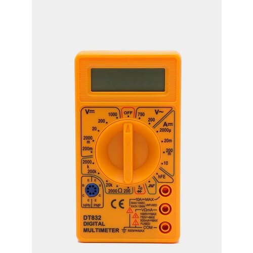 Мультиметр цифровой (тестер) DT-832 с звуковой прозвонкой, желтый тестер мультиметр цифровой dt 830b