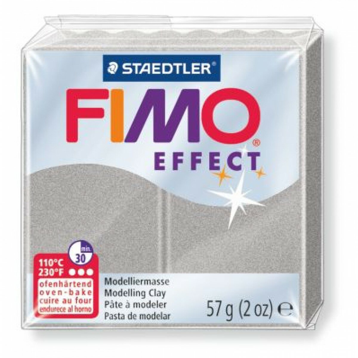 FIMO Effect полимерная глина, запекаемая в печке, уп. 57г цв. св. серебристый перламутр 8020-817