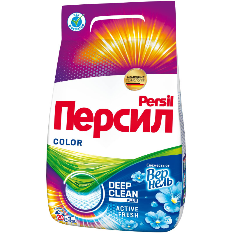 Порошок стиральный PERSIL Color Свежесть от Vernel для цветного белья 3кг