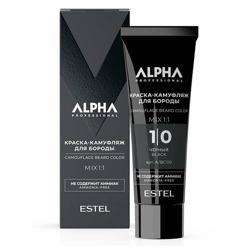 Крем-камуфляж ALPHA для окрашивания бороды ESTEL PROFESSIONAL 1/0 черный 40 мл набор alpha для окрашивания бороды estel professional 1 0 черный 40 200 мл