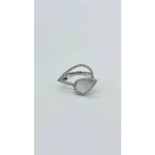 фото Кольцо flymi, белое золото, 585 проба, перламутр, бриллиант, белый