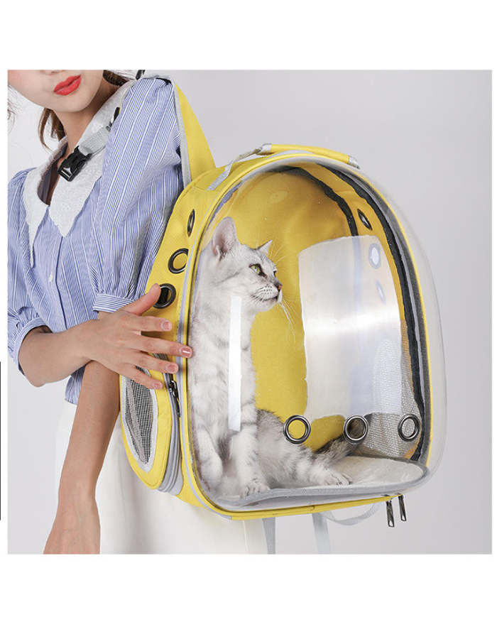 Рюкзак для животных мелких пород желтый с прозрачной дверцей - фотография № 5