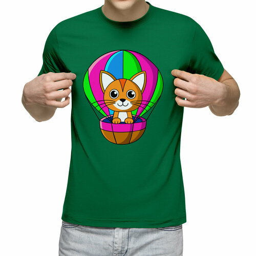 Футболка Us Basic, размер XL, зеленый мужская футболка кот супергерой летит на пицце s темно синий