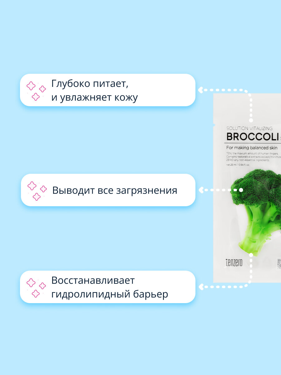 Маска тканевая для лица Tenzero Брокколи, 25 мл - фото №3