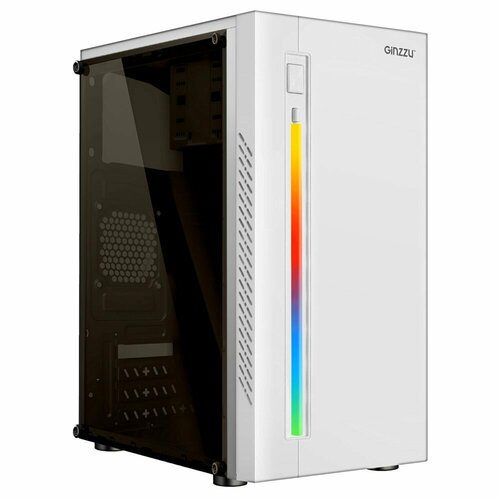 Ginzzu корпус D390 2 USB 2.0, AU White Window корпус mini itx silverstone sugo 14 sst sg14w белый без бп 2 usb 3 0 usb 2 0 audio