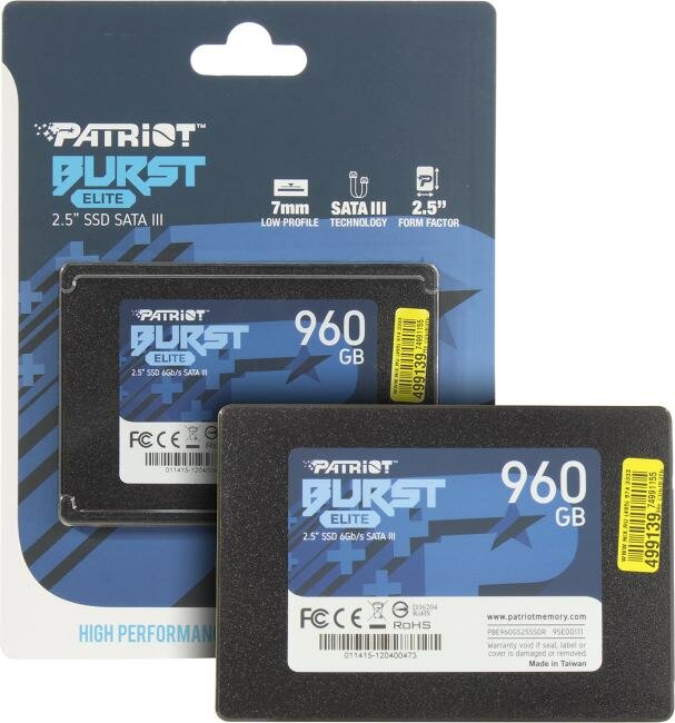 SSD накопитель PATRIOT Burst Elite 960ГБ, 2.5", SATA III - фото №16