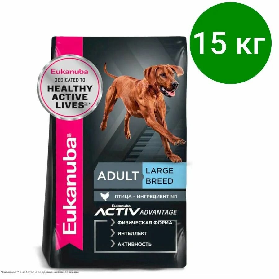 EUKANUBA ADULT LARGE BREED сухой корм для взрослых собак крупных пород, 15 кг