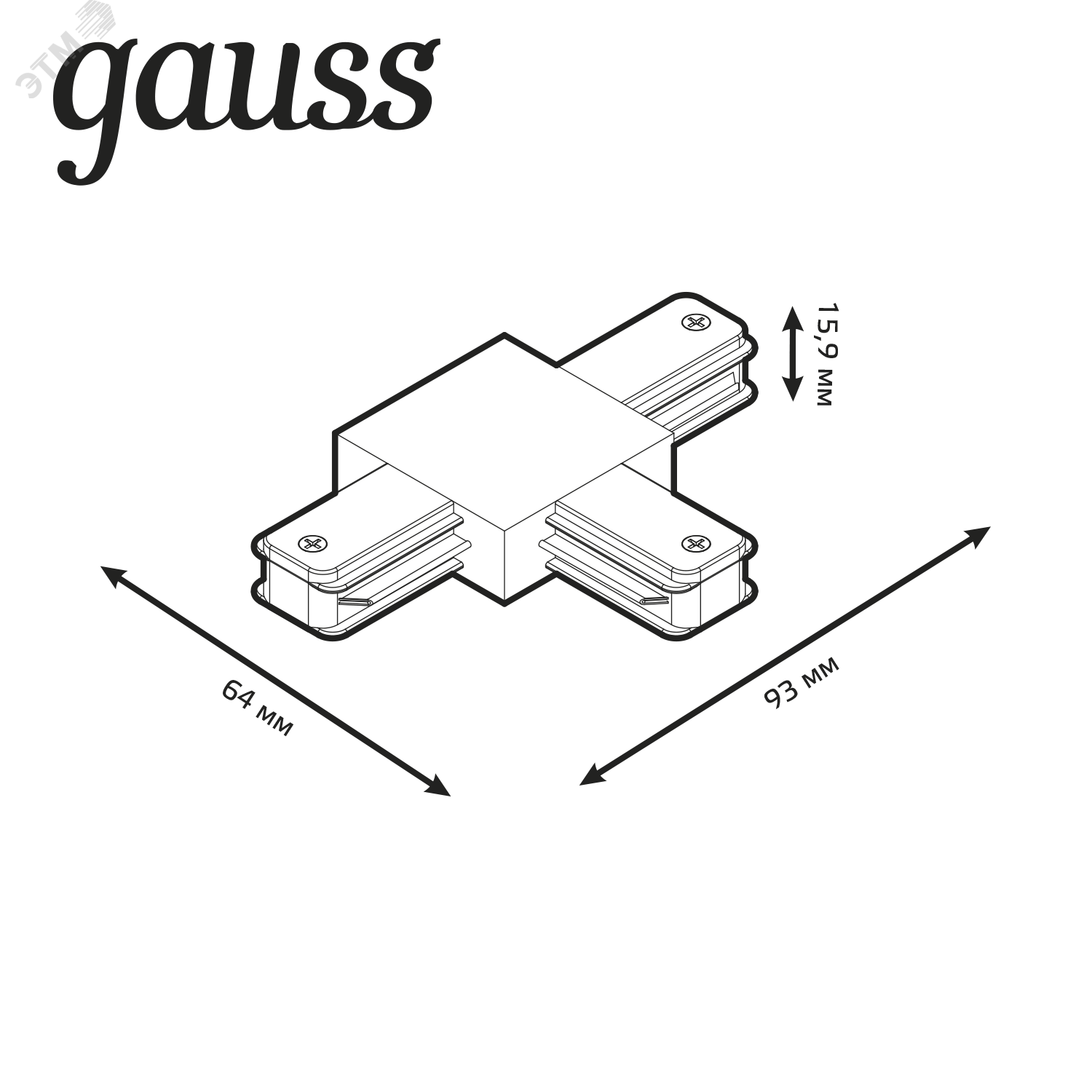 коннектор gauss для трековых шинопроводов черный tr109 - фото №3