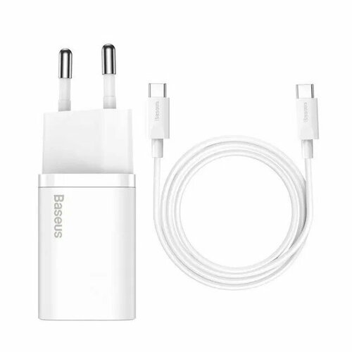 Сетевое зарядное устройство Baseus TZCCSUP-L02 Super Si Quick Charger Type-C 25W (кабель Type-C-Type-C 1m) Белый