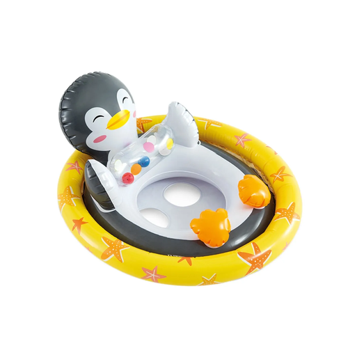 Круг надувной детский с сиденьем и спинкой Забавный пингвин 76х58 см, 3-4 года, Intex. 59570NP
