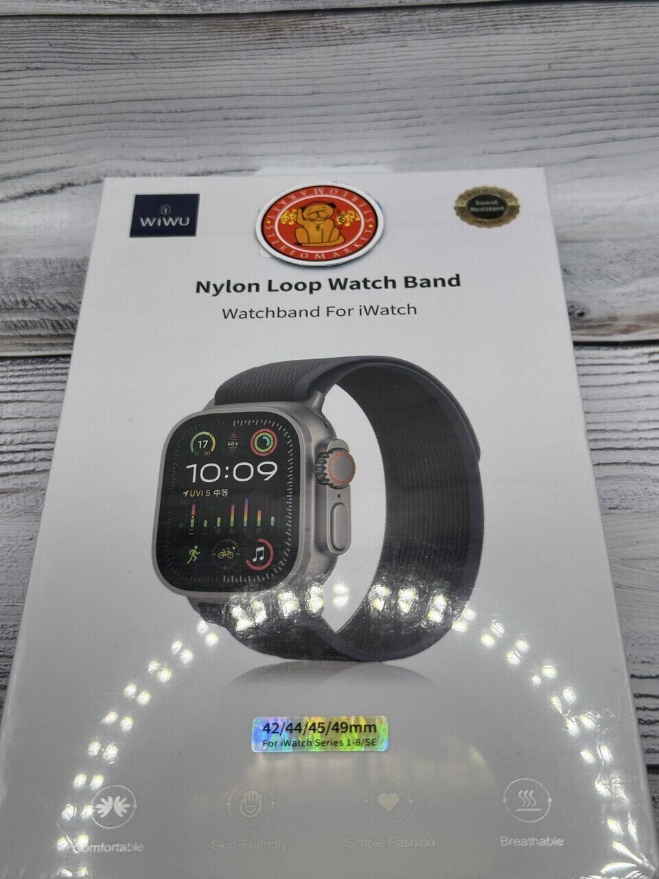 Ремешок для apple watch 42/44/45/49mm wiwu nylon loop band серый