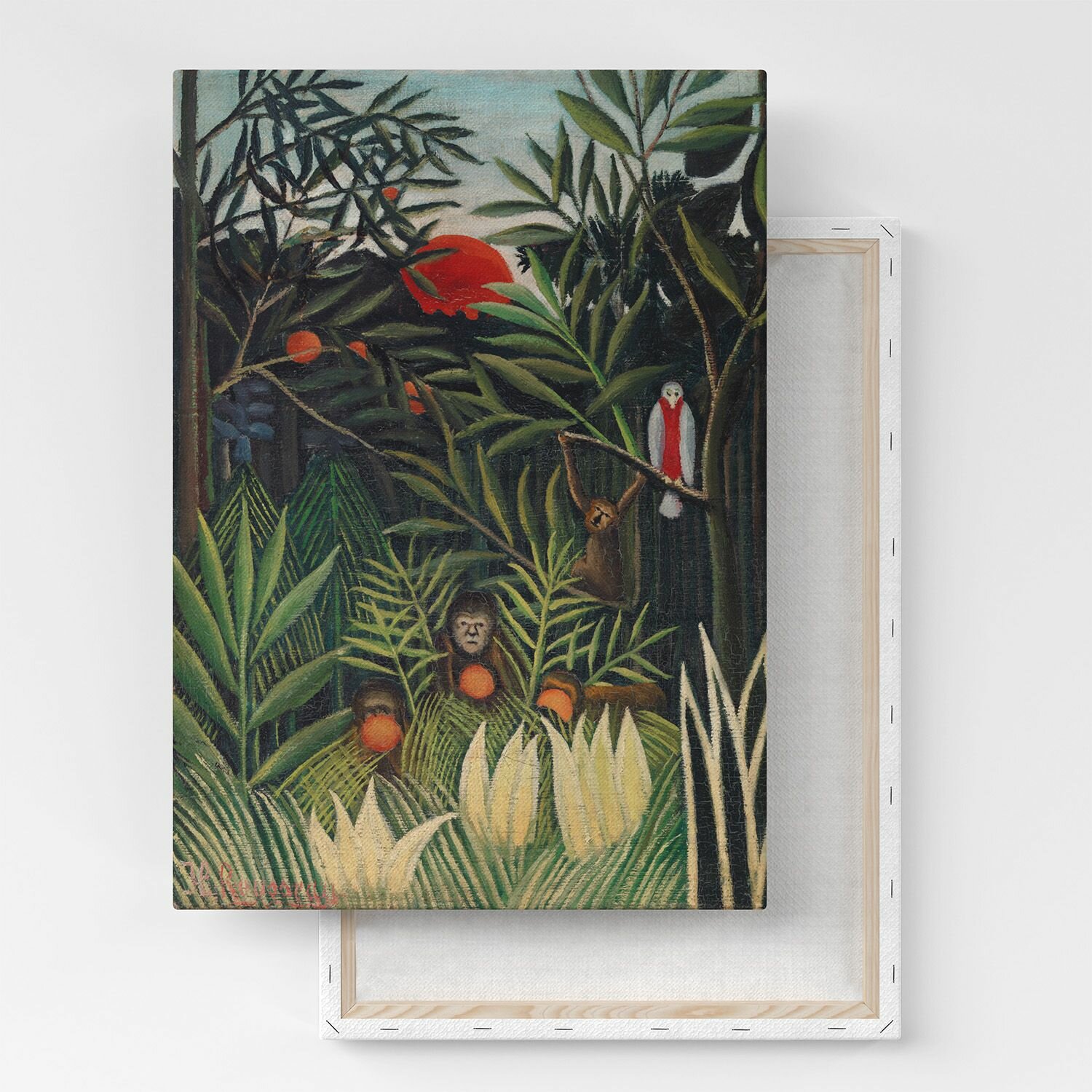 Картина на холсте, репродукция / Анри Руссо - Monkeys and Parrot in the Virgin Forest / Размер 30 x 40 см