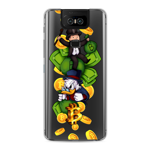 Силиконовый чехол на Asus Zenfone 6 ZS630KL / Асус Зенфон 6 ZS630KL Scrooge McDuck and Monopoly, прозрачный силиконовый чехол на asus zenfone 6 zs630kl асус зенфон 6 zs630kl весенний букет прозрачный