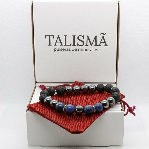 фото Браслет, агат, 1 шт., размер 19 см, размер one size, черный, синий talismã