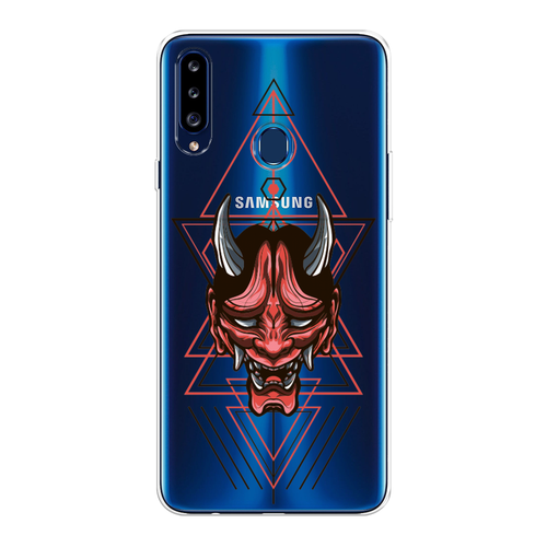 Силиконовый чехол на Samsung Galaxy A20s / Самсунг Галакси A20s Hanya Oni mask, прозрачный