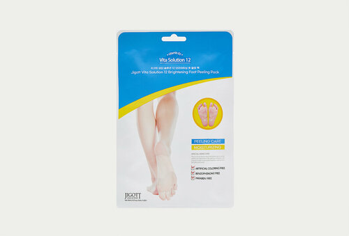 Маска-носки с эффектом пилинга для ног Jigott Vita Solution 12 Brightening Foot Peeling Pack / количество 2 шт