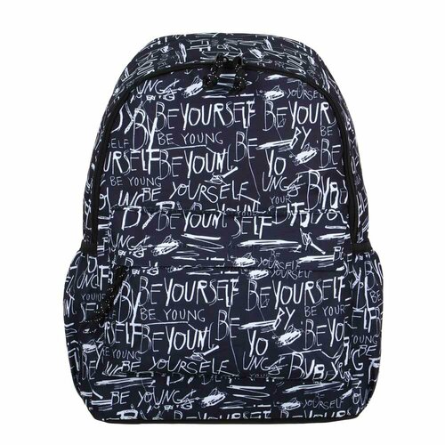 Леттерс Рюкзак подростковый, 41x29x18см, 1 отд, 4карм, плотный ПЭ, закрытые молнии, темный фон