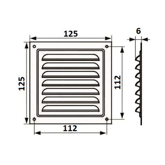 Решетка вентиляционная ZEIN Люкс РМ1212СР, 125 х 125 мм, с сеткой, металлическая, серебряная
