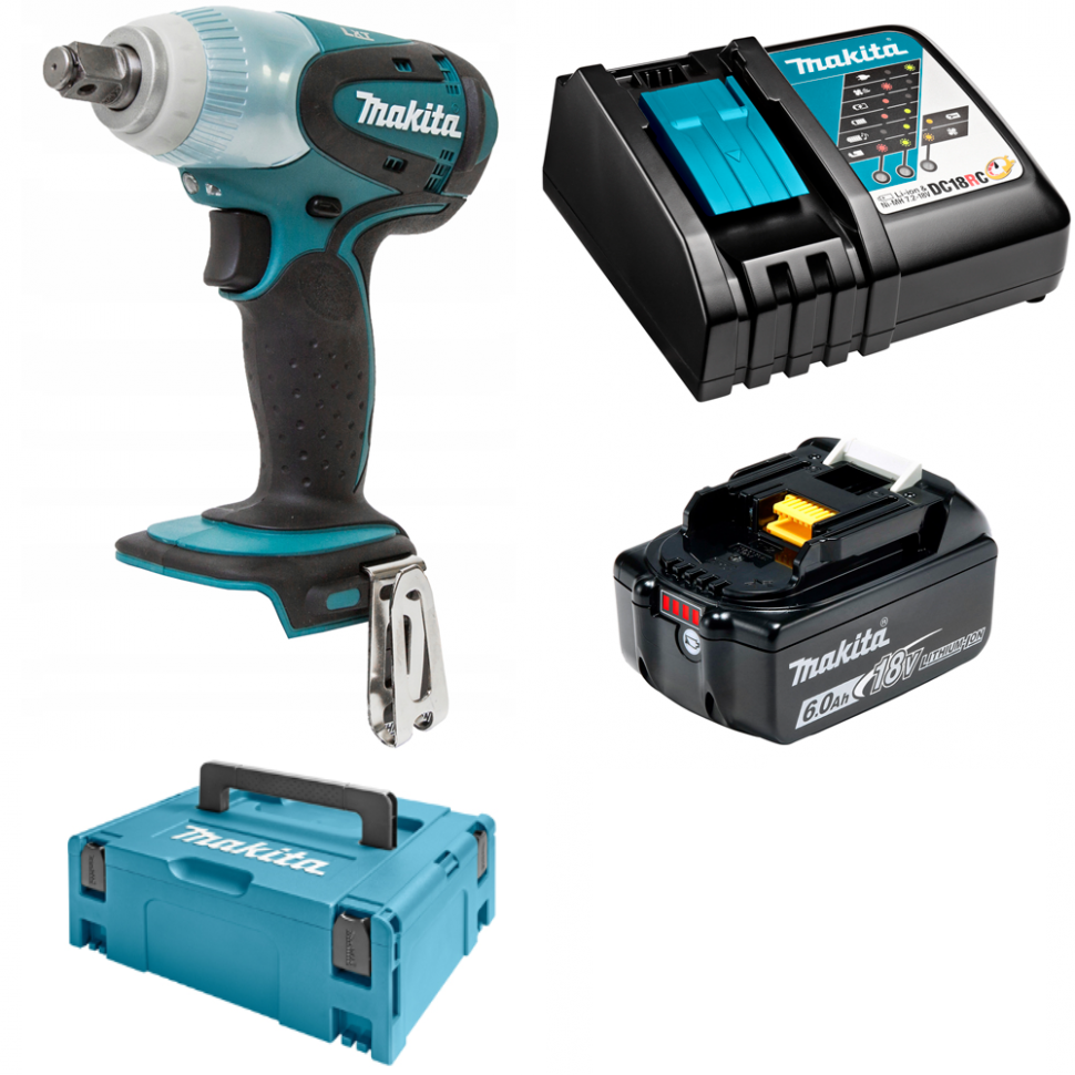 Аккумуляторный ударный гайковерт Makita LXT, 18V DTW251RG1J (18V, 1 x 6.0Ah, Li-Ion)