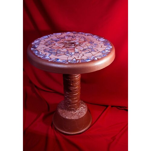 Столик из бетона с мозаичной отделкой и круглой столешницей - Летний Сад столик круглый на 1 ножке для сада со столешницей из мрамора redville единый размер белый