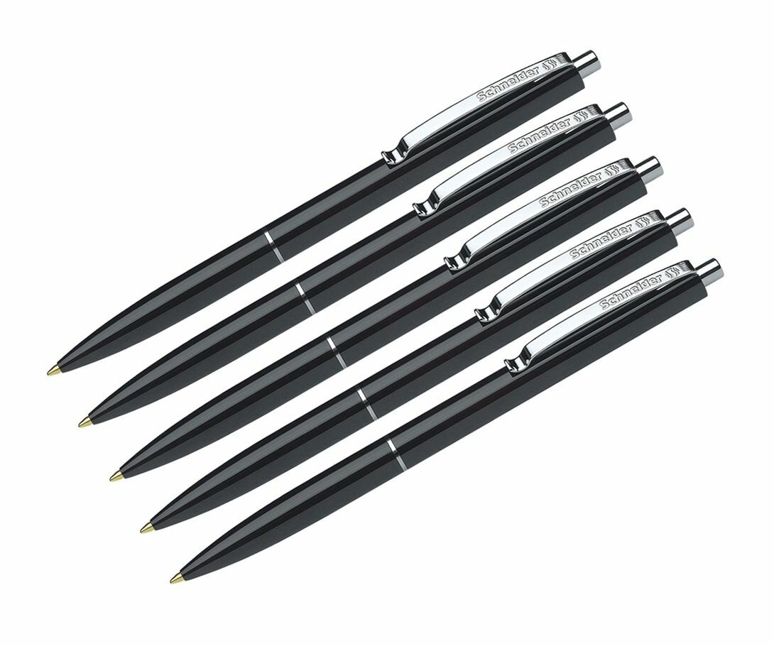 Набор ручек шариковых автоматических Schneider "K15" черная, 1,0 мм, корпус черный (5 штук)