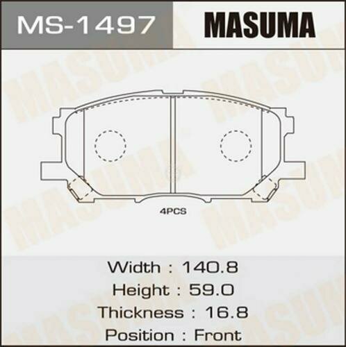 Колодки дисковые masuma ms-1497 / an-687 Masuma MS-1497 Lexus: 04465-48080 04465-0W070. Toyota: 04465-48100