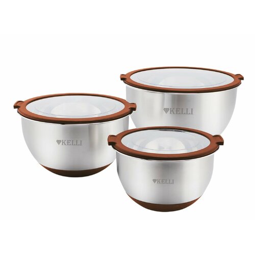 Набор мисок с крышками Kelli KL-233 Коричневый 2240₽