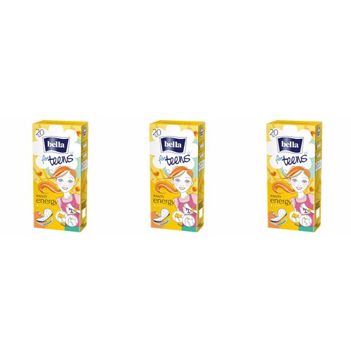 BELLA Прокладки ежедневные экстратонкие For Teens Energy deo, 20 шт - 3 упаковки