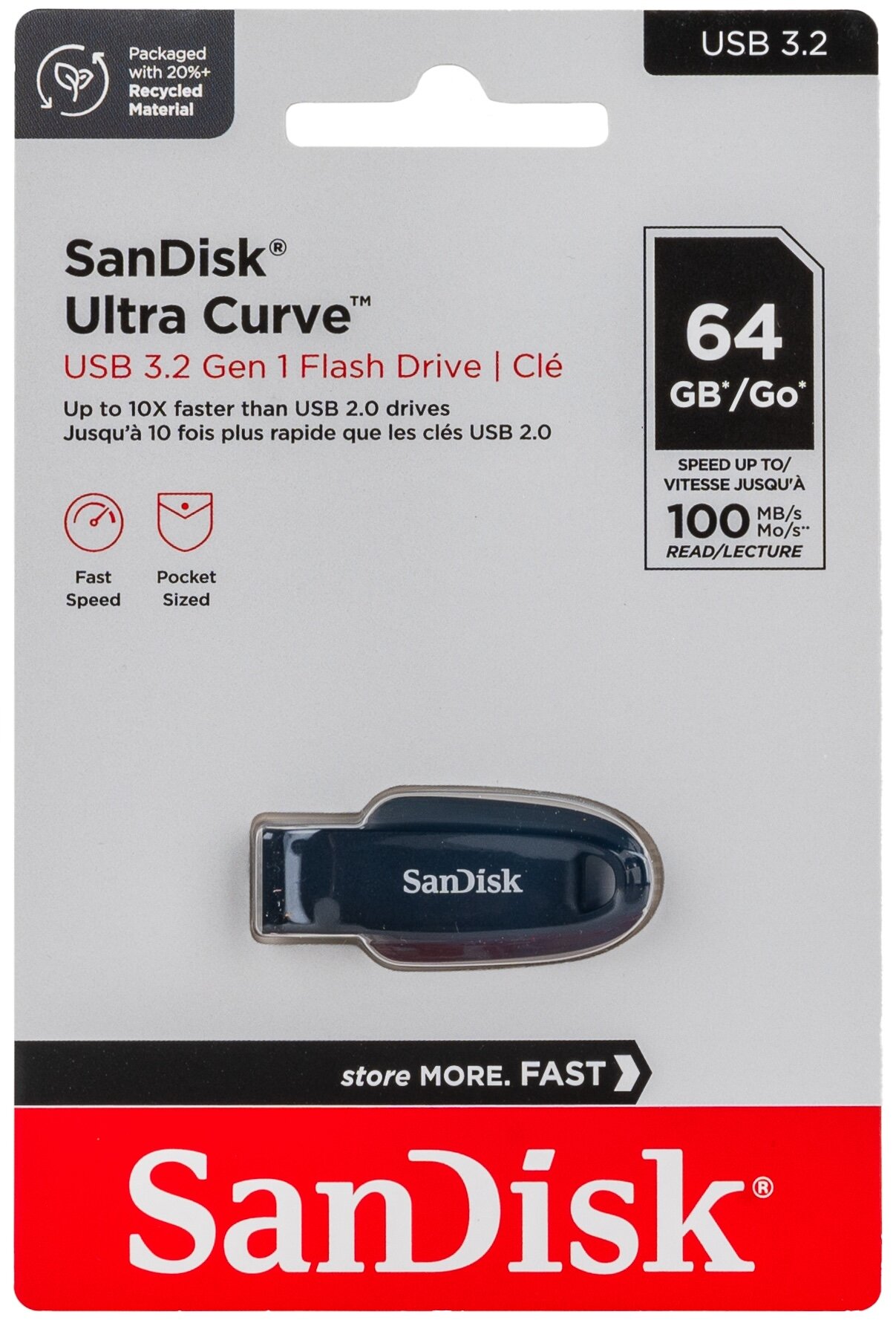 Флеш-накопитель (флэшка) SanDisk USB 3.2 64 ГБ Flash drive Ultra Curve