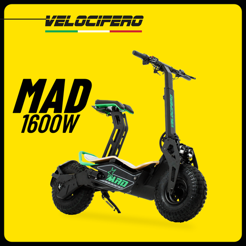 фото Электросамокат с сиденьем velocifero mad 1600w внедорожный самокат с очень быстрым разгоном и нагрузкой до 110 кг