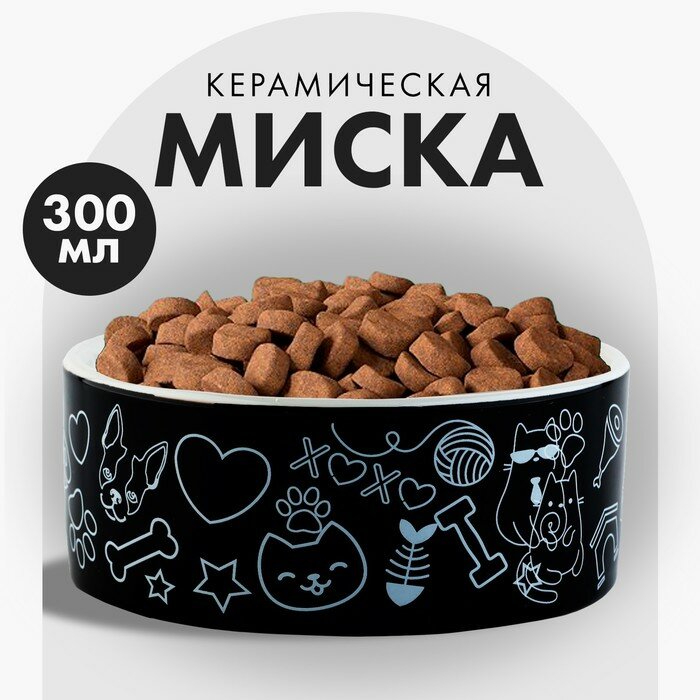 Миска керамическая хохо, 300 мл, для кошек и собак