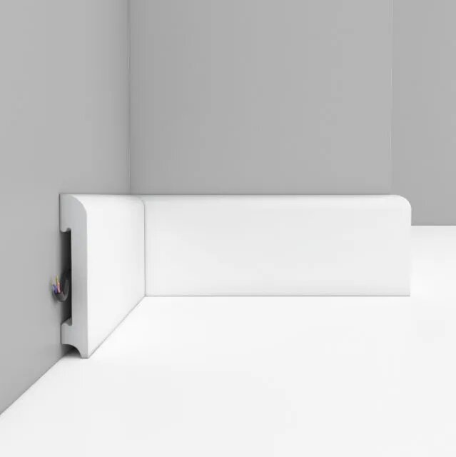 Плинтус белый 12x70 мм полистирол высокий напольный под покраску полиуретановый Smartprofile A017-1 1 шт