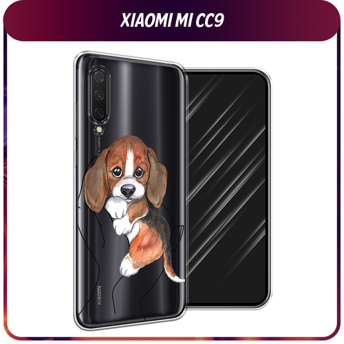 Силиконовый чехол на Xiaomi Mi CC9/Mi A3 Lite/Mi 9 Lite / Сяоми Mi CC9 Бигль в ладошках, прозрачный силиконовый чехол soft touch на xiaomi mi cc9 mi a3 lite mi 9 lite сяоми mi cc9 с защитой камеры