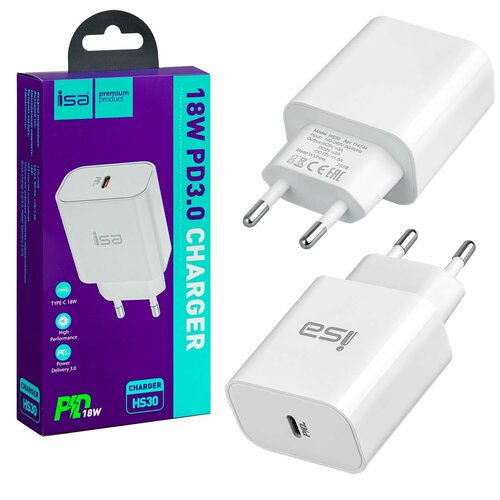 Переходник СЗУ на Type-C HS30 18W ISA PD 3.0 сзу usb type c hoco n26 18w qc3 0 white