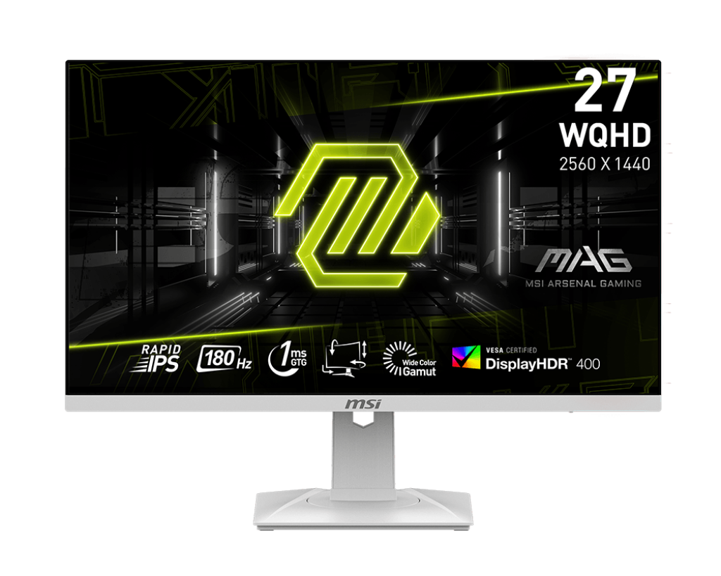 Монитор 27" MSI MAG 274QRFW IPS, 2560x1440 (16:9), 400кд/м2, 180 Гц, 1 мс, 178°/178°, HDMI, DisplayPort, белый 9S6-3CC29H-277