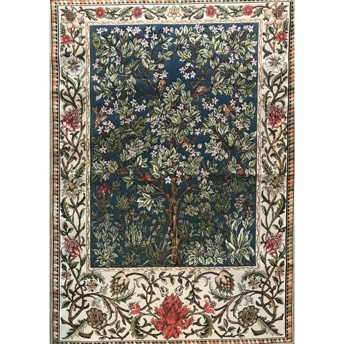 Гобелен гобелен без рамы 100х70 см Цветущая яблоня У Моррис синий фон 2900₽