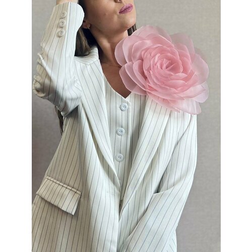 фото Брошь брошь "большой цветок каталина" из ткани, 29 см, пыльная роза, розовый