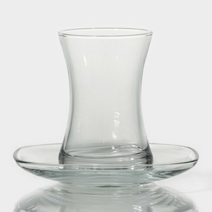 Lav Набор стеклянный чайный Lav «Дзен», 12 предметов: стаканы 155 мл (6 шт), блюдца d=14 см (6 шт)