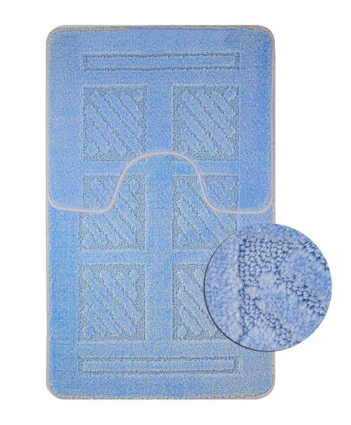 Комплект ковриков санакс 00282 CLASSIC UNI квадраты голубой 55х90 + 45х55 см 100 % полиэстер