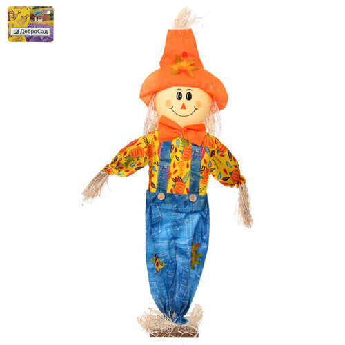 Фигура садовая «Пугало - Чижик» в оранжевой шляпе 88 см ДоброСад