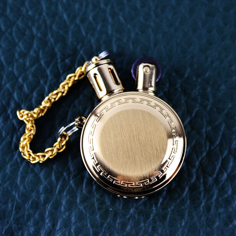 Зажигалка в форме карманных часов, в форме фляжки, золотая