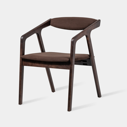 Деревянный стул для кухни, гостиной, письменного стола FLORENCIA обивка - коричневый велюр, каркас - венге